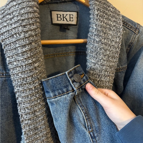 BKE Denim Jacket with Knit Collar - Picture 4 of 10